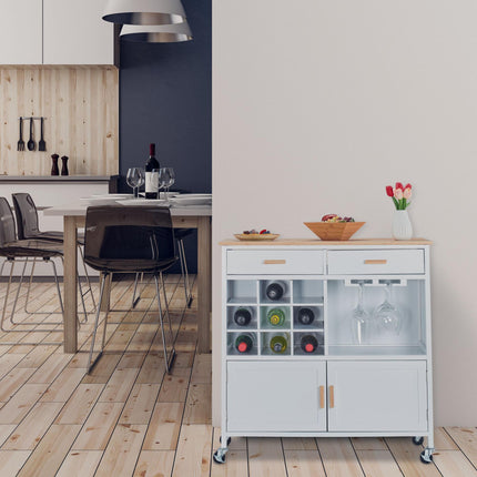 Kitchen trolley with wine rack
