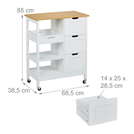 Kitchen trolley with work surface