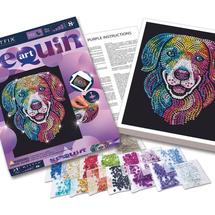 Kitfix DIY Set Paillettenbild Lila Harlekin-Hund