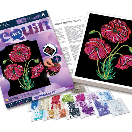Kitfix Diy Set Pailletten-Kunst Lila Mohnblumen