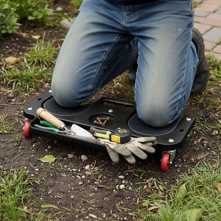 Knee Roller with Tool Tray for Flooring Tasks