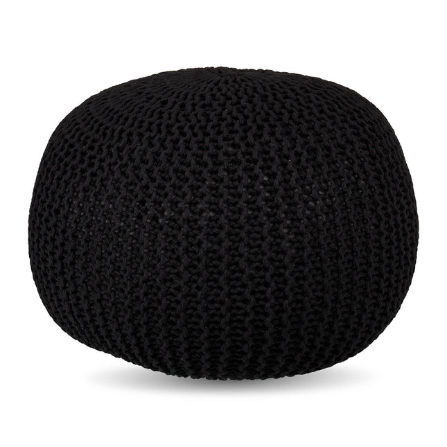 Gestrickter Pouf – Rund, Boho-Design, Styroporfüllung