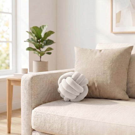 Knot Pillow, Beige – 25 cm, Polyester Foam