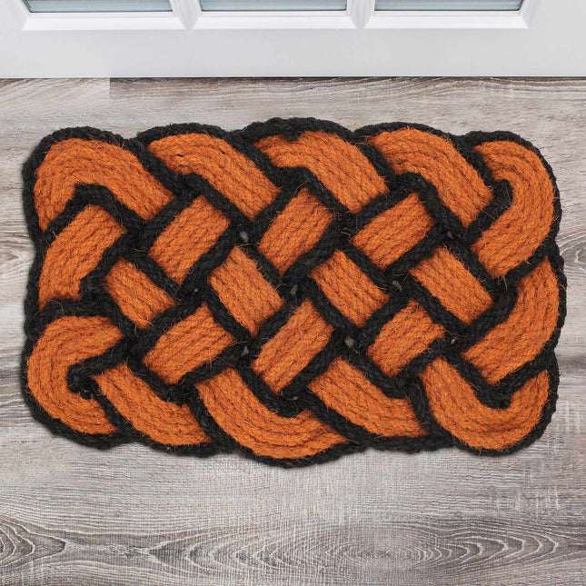 Geknüpfter orange/schwarzer Kokosfaserteppich
