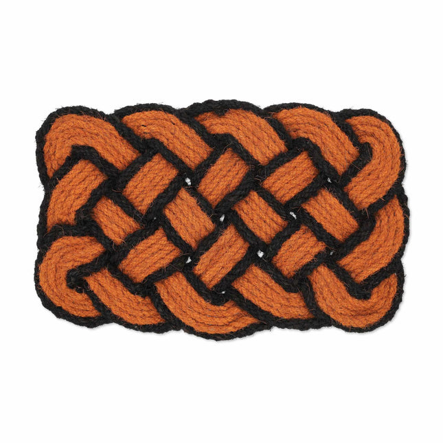 Geknüpfter orange/schwarzer Kokosfaserteppich