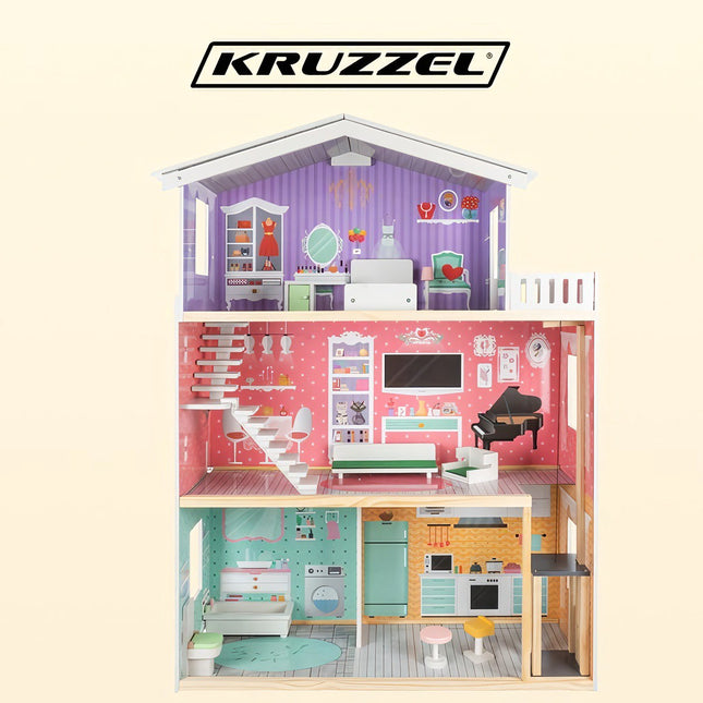Kruzzel Puppenhaus Großes Puppenhaus 114 cm 114 cm 