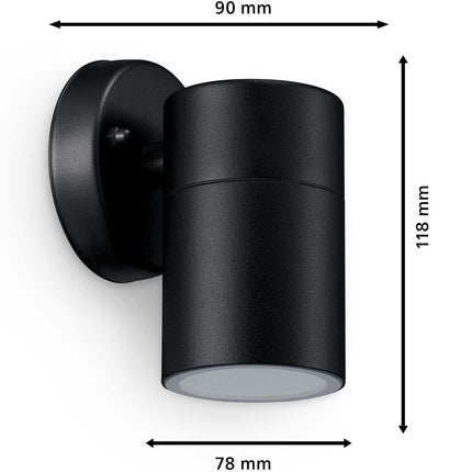 Kylis Wandleuchte Downlight (GU10 Sockel) IP44 Edelstahl Schwarz