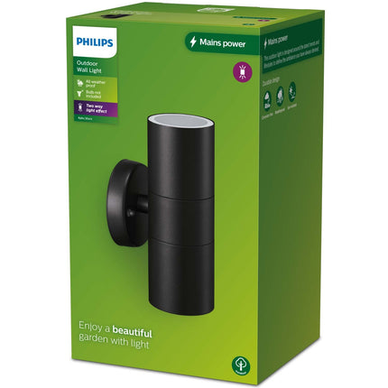 Kylis Wandleuchte Up-/Downlight (2xGU10 Fassung) IP44 Edelstahl Schwarz
