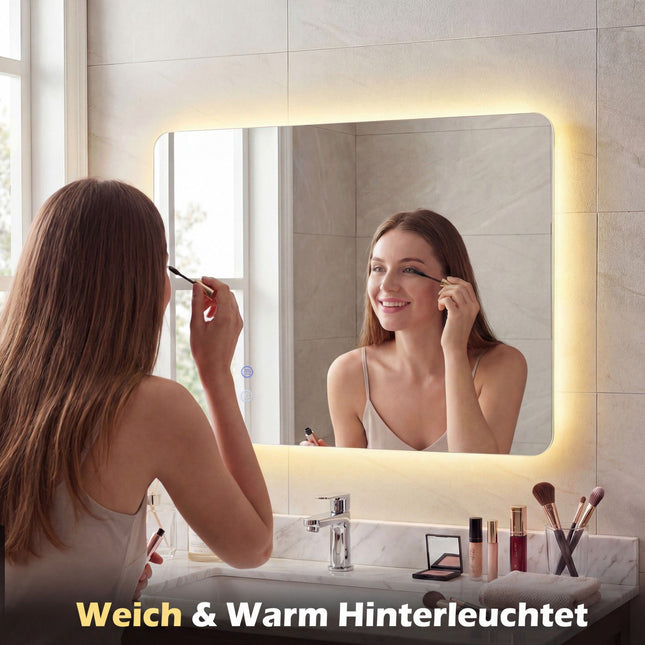 LED Bathroom Mirror, 70x50 cm, Anti-Fog, Adjustable Light