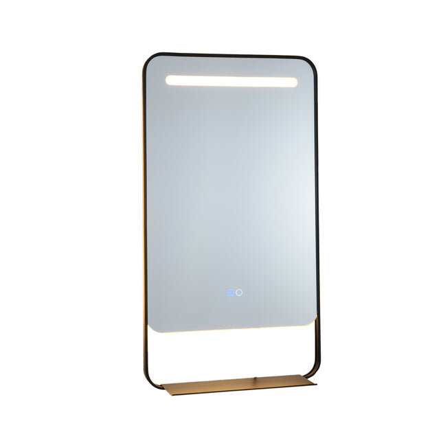 LED Badspiegel 80 x 60 cm, Ablage, Anti-Beschlag, Goldrahmen
