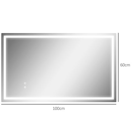 LED koupelnové zrcadlo – nastavitelný jas, nemlžící, 100x60 cm