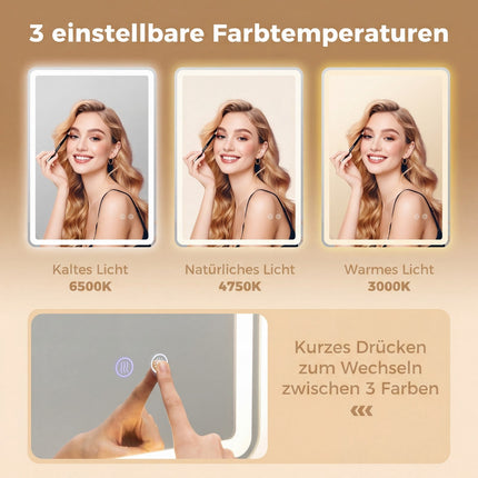 LED Badspiegel, Antibeschlag, dimmbar, 80x60 cm