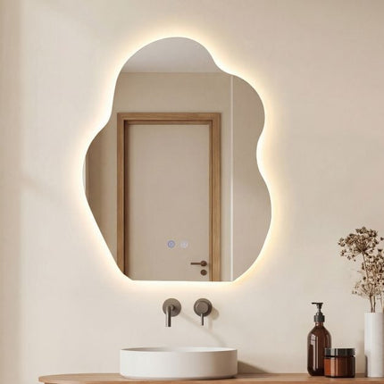 LED-Badezimmerspiegel, asymmetrisch, Antibeschlag, 70x50 cm