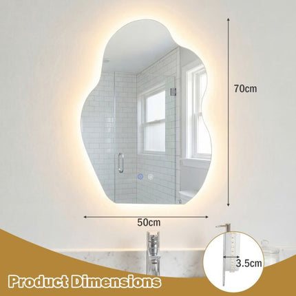 LED-Badezimmerspiegel, asymmetrisch, Antibeschlag, 70x50 cm