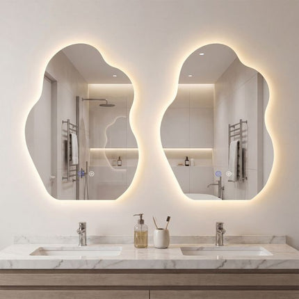 LED-Badezimmerspiegel, asymmetrisch, Antibeschlag, 70x50 cm