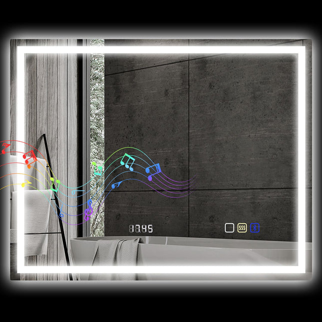 LED Badezimmerspiegel, Bluetooth, 80x100 cm, Touch-Steuerung