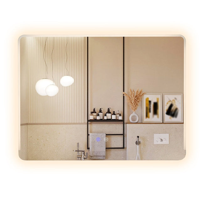 LED-Badezimmerspiegel mit 3-farbiger Beleuchtung, Antibeschlag, 80x60 cm