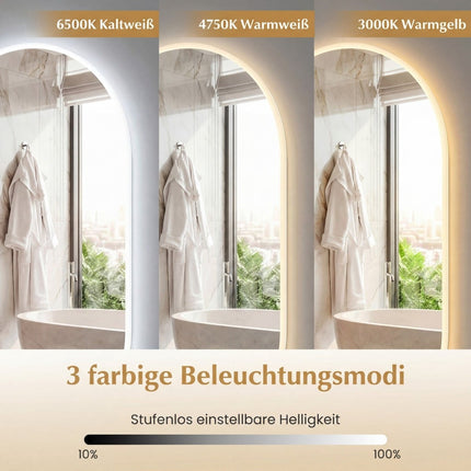 LED-Badezimmerspiegel mit Antibeschlag, 3 Farbmodi, 80x50cm