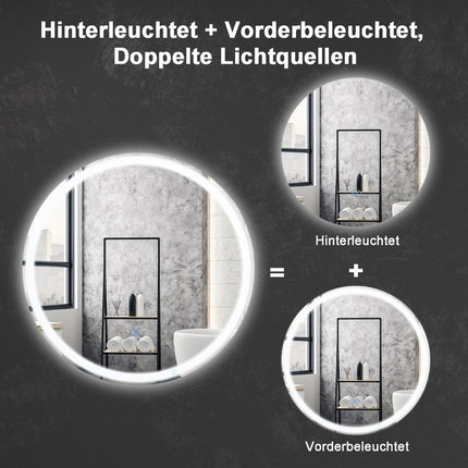 LED Bathroom Mirror with Anti-Fog, 60cm, Dual Lighting