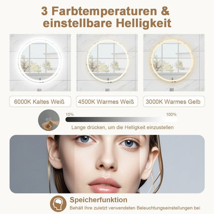 LED Bathroom Mirror with Anti-Fog, 60cm, Dual Lighting