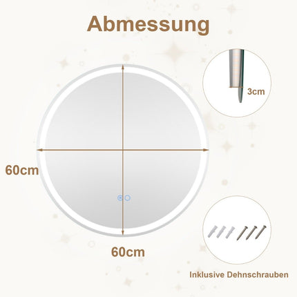 LED Bathroom Mirror with Anti-Fog, 60cm, Dual Lighting