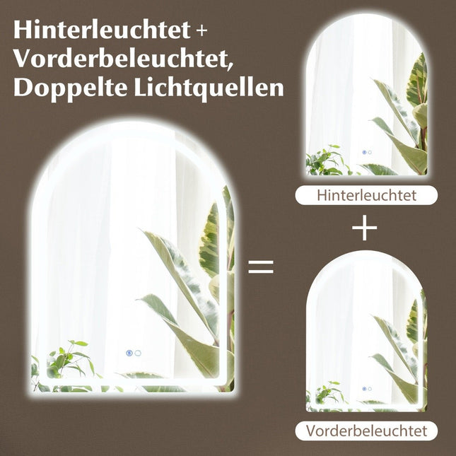 LED Badezimmerspiegel mit Antibeschlag, 60x80 cm, Duale Beleuchtung