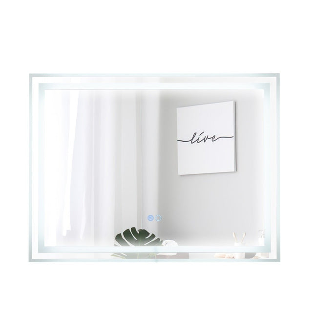 LED Bathroom Mirror with Anti-Fog, 80x60 cm, Dual Lighting