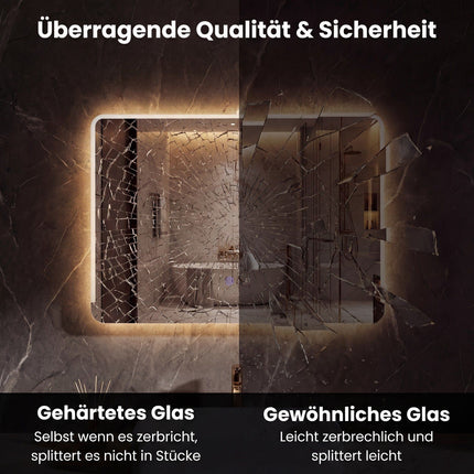 LED Badezimmerspiegel mit Antibeschlag, dimmbares Licht, 70x50 cm