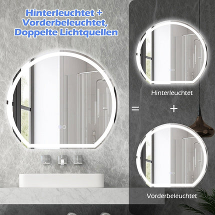 LED-Badezimmerspiegel mit Antibeschlagfunktion, dimmbarer Touch-Steuerung
