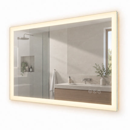 LED Bathroom Mirror with Shaver Socket and Anti-Fog, Touch Control, IP44