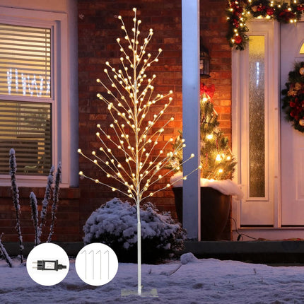 LED světelná bříza 155 cm, 168 teple bílých světel, stojan
