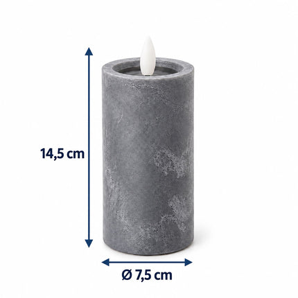 LED Block Candles Set of 4 in Concrete Look with Timer, Grey, Flameless