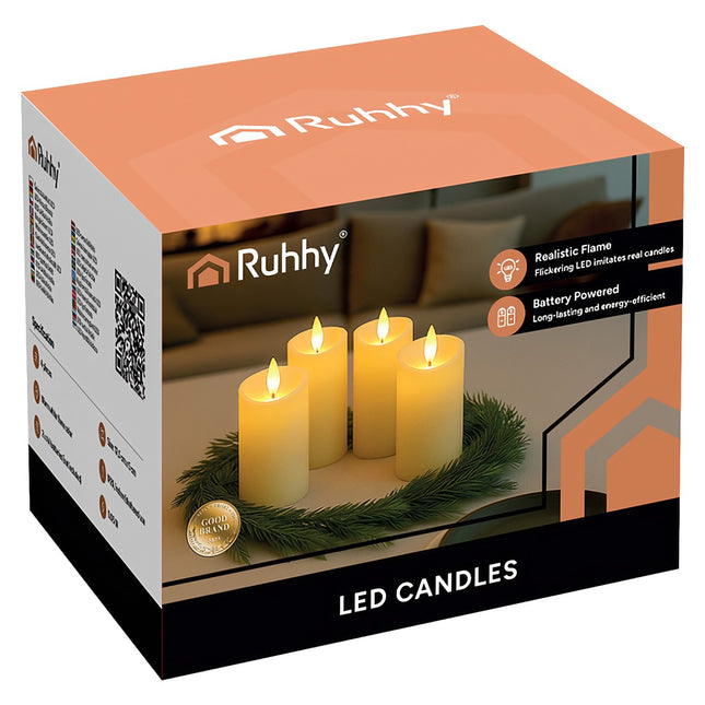 LED-Kerzeneinsätze, Flackernde Flamme, 4er-Pack, 12,5x5cm
