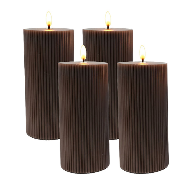 LED Kerzen Set mit 4, 18cm, Echtwachs, Flackernde Flamme