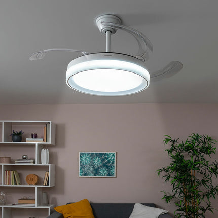 LED-Deckenventilator mit 4 einziehbaren Flügeln Blalefan InnovaGoods Weiß 72 W Ø49,5-104 cm