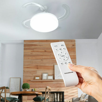 LED-Deckenventilator mit 4 einziehbaren Flügeln Blalefan InnovaGoods Weiß 72 W Ø49,5-104 cm