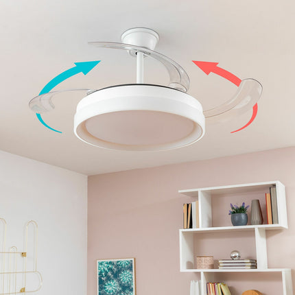 LED-Deckenventilator mit 4 einziehbaren Flügeln Blalefan InnovaGoods Weiß 72 W Ø49,5-104 cm