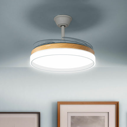 LED-Deckenventilator mit 4 einziehbaren Flügeln Blalefan InnovaGoods Holz 72 W Ø49,5-104 cm