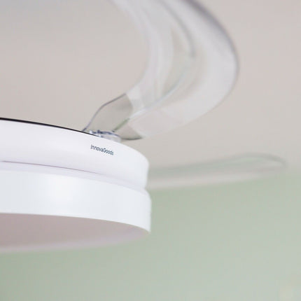 Stropní ventilátor s LED, reproduktorem a 4 zatahovacími lopatkami Notefan InnovaGoods bílá 36 W Ø49,5-104 cm