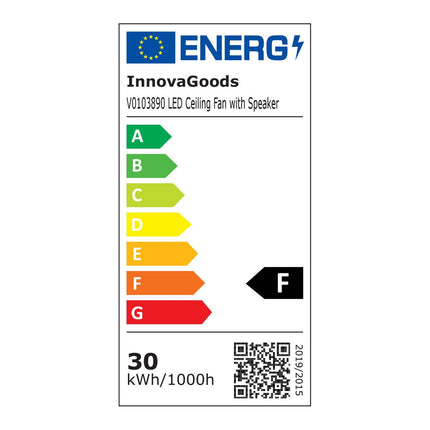 Stropní ventilátor s LED, reproduktorem a 4 zatahovacími lopatkami Notefan InnovaGoods bílá 36 W Ø49,5-104 cm