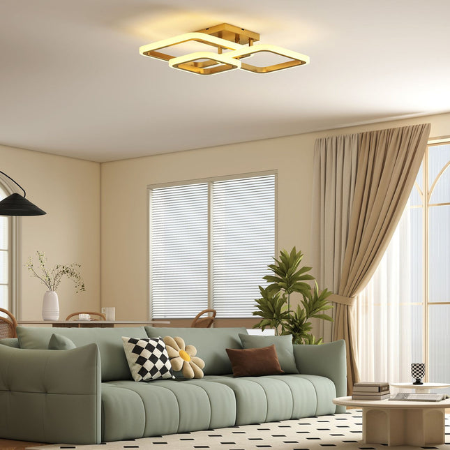 LED Deckenleuchte 40W, 4300LM, 3-Farben, Gold, 48x46x13 cm