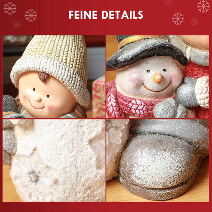 LED Christmas Figure Girl with Snowman, 4 Warm White LEDs, 45.5 cm