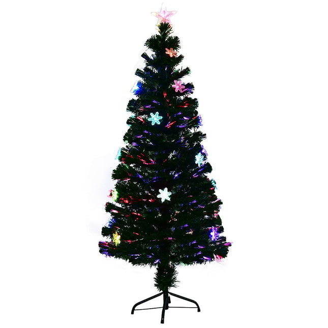 LED vánoční stromek, optická vlákna, 180 cm, zelená