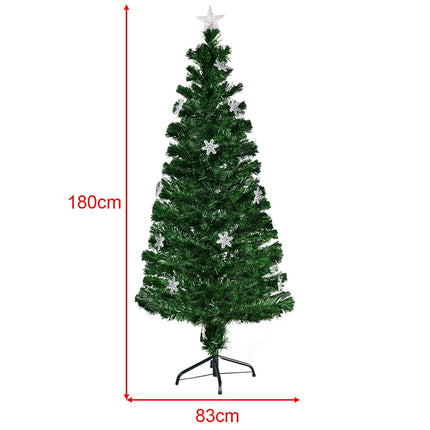 LED vánoční stromek, optická vlákna, 180 cm, zelená