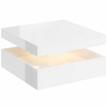 LED Coffee Table With Storage, 2-Tier, High Gloss White