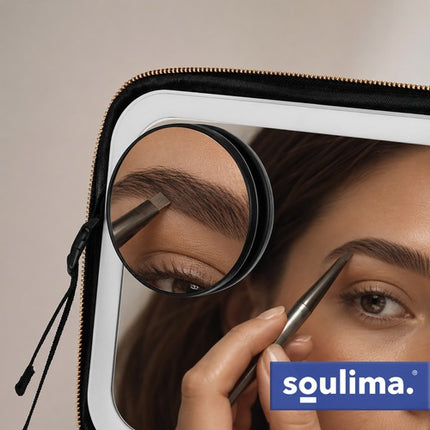 LED Cosmetic Case with Adjustable Mirror, Large Capacity