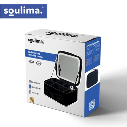 LED Cosmetic Case with Adjustable Mirror, Large Capacity