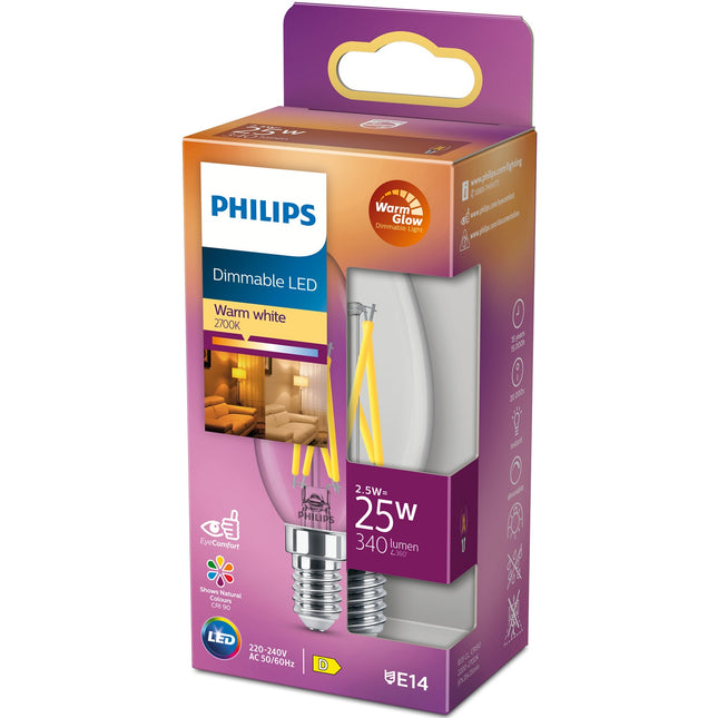 LED E14 Crown 2,5W (25W) Klar Dimmbar WarmGlow 340