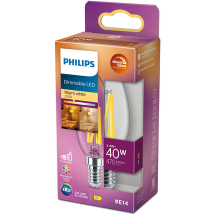 LED E14 Crown 3,4W (40W) Klar Dimmbar WarmGlow 470