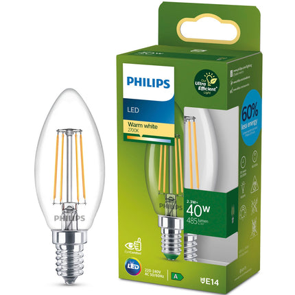 LED E14 Crown B35 2,3W (40W) Klar 485lm 2700K Energieklasse A